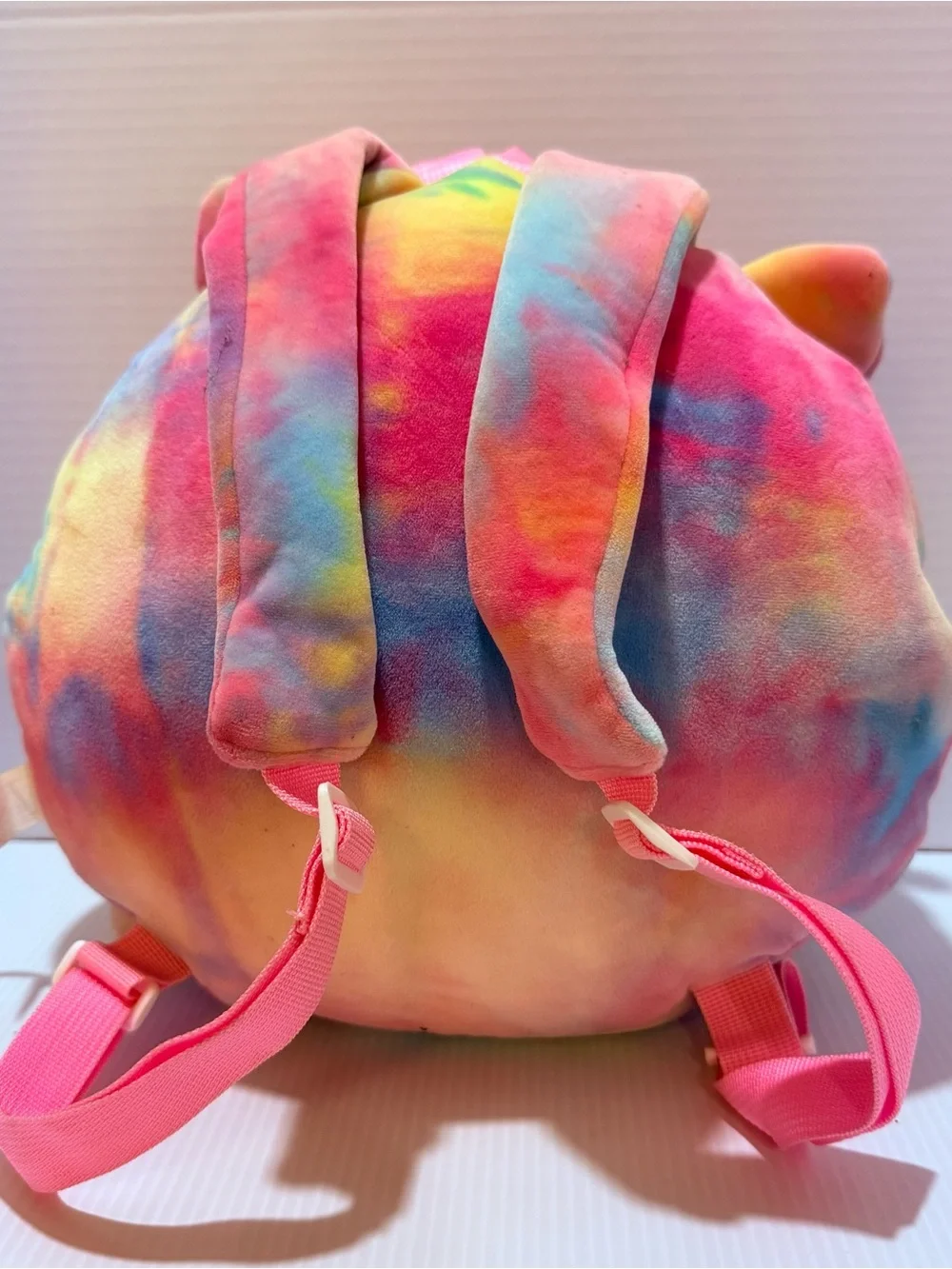 Linzy Small Tie-Dye Unicorn Plush Backpack Multicolor Zip Adjustable Straps